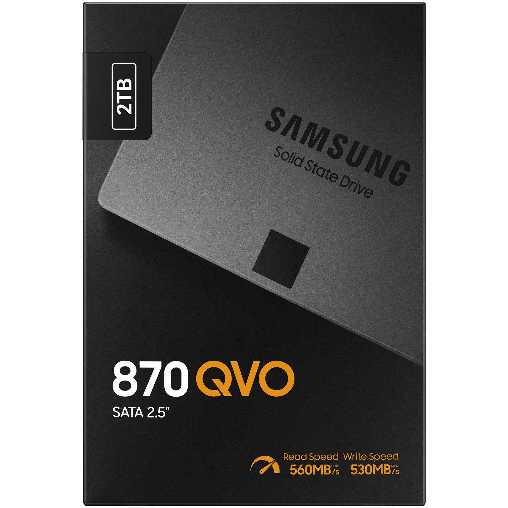 Samsung MZ-77Q2T0BW 870 QVO 2TB SSD, Read Speed up to 560 MB/s, Write Speed up to 530 MB/s