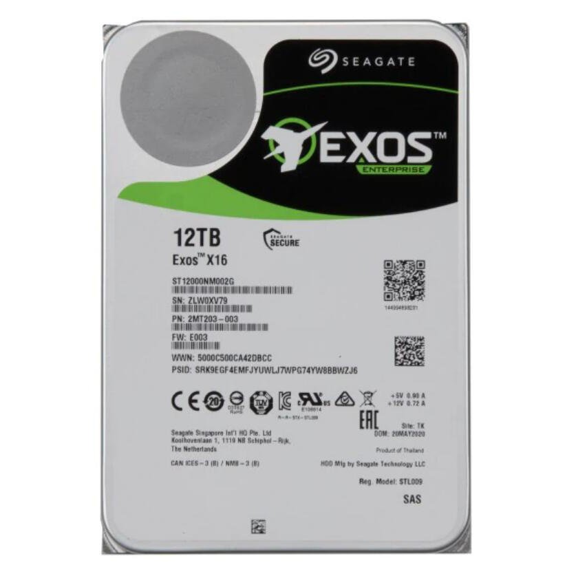 thumbnail image 2 of Seagate Exos X16 12TB Enterprise HDD (ST12000NM005G) – 4Kn SED-ISE SATA 6Gbps 7.2K RPM 2 of 4