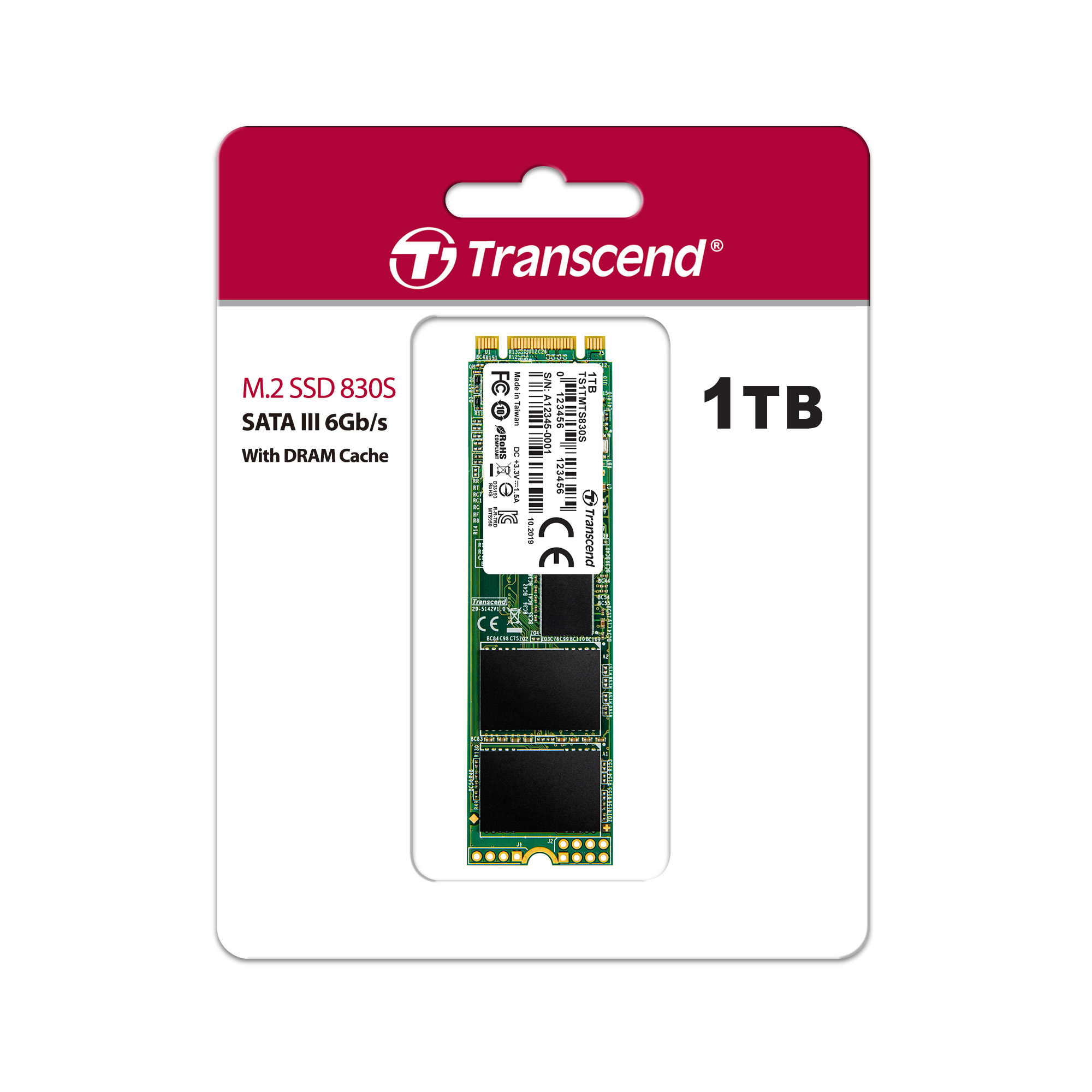 Transcend MTS830 Series 1 TB M.2 2280 SATA 6Gb/s SSD