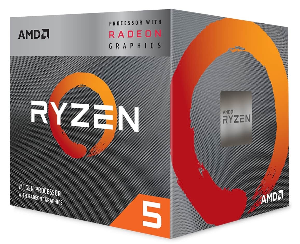 AMD RYZEN 5 3400G SKT AM4 CPU; 4 Core/8 Thread; Base Clock 3.7GHz, Max Boost Clock 4.2GHz